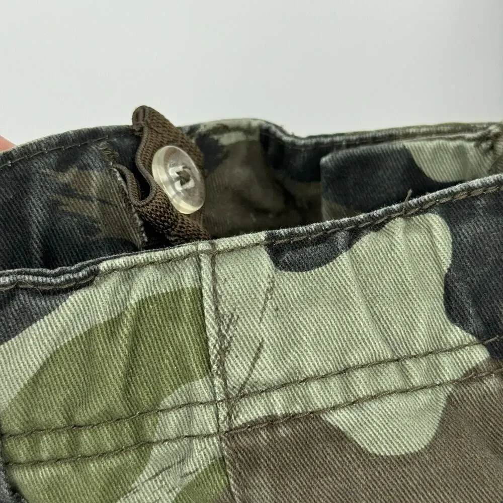 Y2K Cherokee Boys Camo Cargo Pants Sz 12 Green 100% Cotton Pockets Utility - Picture 8 of 8
